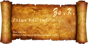 Zsiga Kálmán névjegykártya